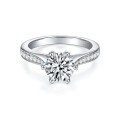 wholesale Metal material, unique niche design one-carat moissanite turning luck center ring instantly passes diamond tester as real diamond-0-0