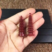 wholesale High Metal Content Natural Cinnabar Wenchang Pagoda Exquisite Pendant Necklace Sweater Chain DIY Cinnabar Jewelry Accessory-2#