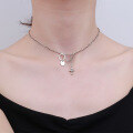 wholesale S925 Sterling Silver Korean-style Geometric Hexagon Dot Cross Beaded Chain Creative Unisex Necklace-0-2