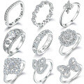 wholesale S925 Sterling Silver Single Row Butterfly Ring with Full CZ Stones, Heart Shape, Luxury and High-End Feel-0-1