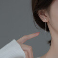 wholesale S925 Sterling Silver Japanese and Korean Light Bead Ear Thread for Women, Elegant and Sweet Fresh Long Chain Ear Accessories G9876-0-3