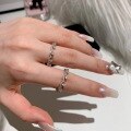 wholesale S925 Sterling Silver French Romantic Lace Single Row Diamond Ring High-end Combination Stackable Ring Row Diamond Pinky Ring Index Finger Ring-0-3