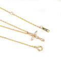 wholesale Sterling Silver Japanese Same Style Cross Flower White Zircon Necklace for Women, Wholesale from Source-0-1