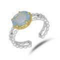 wholesale Handmade carved natural topaz ring, exquisitely designed open ring, sterling silver gold-plated jewelry for women-0-4