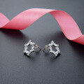 wholesale S925 Silver Plated Hexagram Earrings with Zirconia, Minimalist and Fresh Style, Korean Version, for Women Wholesale-0-1