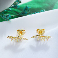wholesale Gold Plated 925 Silver Winter New Simple and Stylish Zircon Ear Studs, Wholesale from Manufacturer-Angel Wing Earrings 925 Silver