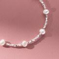 wholesale S925 Sterling Silver Heart Pearl Crushed Silver Bracelet Vintage Style Minimalist Design Women's Jewelry S6540-0-3