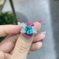 18K Gold 3ct Lab-Grown Paraiba Blue Oval Ring-0-1