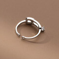 wholesale S925 Sterling Silver Diamond-Inlaid Paper Clip Ring, Niche Ins Style Adjustable Finger Jewelry R01321-0-3