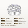 925 Silver Micro-Pavé Moissanite X-Cross Line Ring-0-4