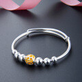wholesale S999 Sterling Silver Beaded Bracelet for Women, Minimalist, Niche, Versatile, Retro-style Silver Bangle, Fashion Accessory-0-3