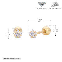 wholesale 925 Sterling Silver Five-point Star Zircon Studs Earrings For Women-925 silver plated with gold-3m 925 silver