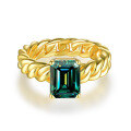 wholesale S925 silver gold-plated Italian-style woven Cuban ring 7*9mm emerald-cut moissanite women's niche-0-6