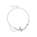 wholesale S925 Sterling Silver Butterfly Fluttering Shiny Diamond Bracelet for Women, French Style LuxuryDesign Jewelry Gift for Best Friend-0-4