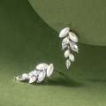 wholesale S925 Sterling Silver Fresh and Sweet Ins Style Niche Design Exquisite Diamond-Inlaid Leaf Earrings M06666-0-4