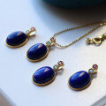 wholesale S925 Silver Natural Royal Lapis Lazuli Candy Tourmaline Pendant with Lapis Cabochon New Chinese Style Necklace-0-2