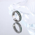 wholesale Metal material: S925 silver Vintage distressed woven twist ring for women, open-ended, bohemian style-0-2