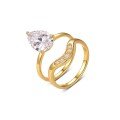 wholesale S925 Silver Two-Piece Set Moissanite Ring with Pear-Shaped Center Stone, Best-Selling Ring Set for Independent Websites, Wholesale-0-4