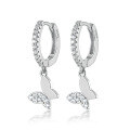 wholesale 925 Sterling Silver Micro-Pave Zircon Butterfly Hoop Earrings with Ear Clasps, Fashionable, Fresh, Sweet, and Forest-Style Valentine's Day Earrings-0-4