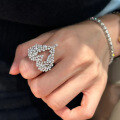 wholesale S925 Sterling Silver New Jewelry Shining Heart-Shaped Full Diamond Ring Fashion Commuter Ring Style European and American-0-0
