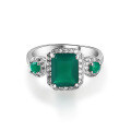 wholesale S925 Sterling Silver Luxury High-End Green Agate Ring, New Stylish Design Elegant Gemstone Ring-0-3
