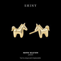S925 Silver Hip-Hop Style Stud Earrings, Luxe Cross-Border New Arrival-S925 Sterling Silver Gold  925 Silver
