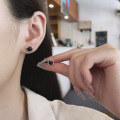 wholesale S925 silver fashion Korean retro square-cut black zirconia minimalist trendy versatile stud earrings-0-3