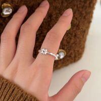 wholesale S925 Sterling Silver Geometric Ballpoint Ring for Women, Small and Niche Fashion Design, New Korean Trendy Style-Sterling silver