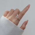 wholesale Metal S925 Silver Ring Women's Simple Fashion Hollow Fish Finger Ring Korean Style Index Finger Ring Tail Ring Wholesale J0868-0-2
