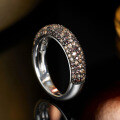 wholesale S925 Silver Gradient Coffee Zircon Full Diamond Ring, Light Luxury, Niche, High-End Stacking Ring Designer Jewelry-0-1