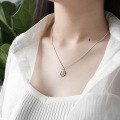 wholesale S925 Sterling Silver XA038 Korean Version Smile Expression Collarbone Necklace Simple Hollow Smile Design-0-2