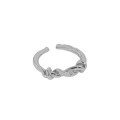 wholesale S925 Sterling Silver Minimalist Versatile Twist Cable Textured Open Adjustable Ring for Women-0-5