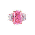 wholesale S925 Sterling Silver Factory Direct Snowflake Cut High Carbon Diamond Gemstone Pink Ring for Women, Cross-Border Live Streaming Hit Jewelry-0-4