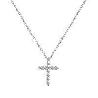 wholesale Metal S925, women's cross necklace in ins style with diamond accents, delicate collarbone chain, sophisticated neck accessory-DY190927-SW-BC