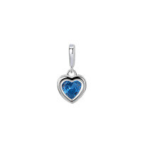 wholesale 925 Sterling Silver Women's Zodiac Birthstone Heart Necklace, Ins Style, Versatile Diy Pendant, Ready Stock Wholesale-A2387-Sea Blue Single Pendant 925 Silver
