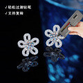Platinum-Plated S925 Silver D Color Moissanite 50-Point Sunflower Earrings-0-0