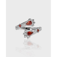 wholesale S925 Sterling Silver 098 Korean Version Ins Original Design Gryffindor Lion Paw Zircon Textured Open Ring-Platinum [No. 15/Adjustable]>Opening adjustable