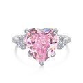wholesale S925 Sterling Silver Cross-Border Women's Ring with 8A Ice Flower Zircon, Sparkling Pink Geometric High-Carbon Diamond, Fresh and Sweet-0-4
