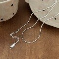 wholesale S925 Sterling Silver Korean-style Two-Way Wearing Beaded Long Pendant Necklace for Women, Minimalist and Luxurious Plain Chain Collarbone Necklace-0-5