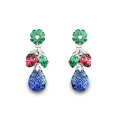 wholesale Gold-plated 925 Silver Blue-Green High Carbon Diamond Fruit Basket Pattern Simple and Versatile Earrings for Women-0-0