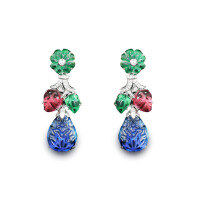 wholesale Gold-plated 925 Silver Blue-Green High Carbon Diamond Fruit Basket Pattern Simple and Versatile Earrings for Women-Fruit Bag 925 Silver
