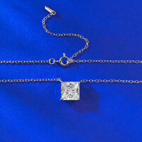 wholesale Metal: S925 Silver 8*8mm Princess Cut White Diamond Personalized Style Pendant Necklace for Cross-Border E-Commerce-N477 Princess Square Necklace 925 Silver