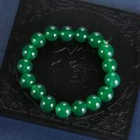 S925 Silver Green Chalcedony 10MM Buddha Bead Ruyi Necklace-Buddhist prayer bead bracelet 18CM-SL032  Natural chalcedony