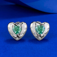 wholesale S925 Sterling Silver New Style 5*5mm Paraiba Heart-shaped Stud Earrings, Fashionable for Commuting, Live Stream Style, Available for Drop Shipping-E545 Paraiba Heart-Shaped Earrings 925 Silver