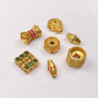 wholesale Gold-plated 925 silver flower bead spacer gasket semi-finished DIY jewelry accessories for crystal bracelets and necklaces-Style seven