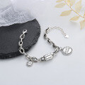 wholesale S925 Sterling Silver Cylinder Goodluck Letter Charm Bracelet Ins Style Hip Hop Trendy Accessory-0-1