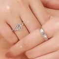 Sterling Silver Moissanite Classic Closed Crown Couple Rings for Wedding-0-1
