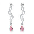 wholesale S925 silver new imported high-carbon diamond 7*11 pink diamond teardrop earrings for socialites live streaming-0-4