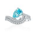wholesale 925 Sterling Silver Cross-border Pure Silver 6*9 Radiant High Carbon Diamond Gemstone Aquamarine Ring Set-0-0