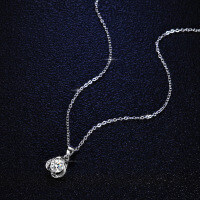 925 Sterling Silver 1ct Moissanite Pendant Necklace, Women's Clover Windmill Design Collarbone Chain-50-point zircon (with necklace)  925 silver